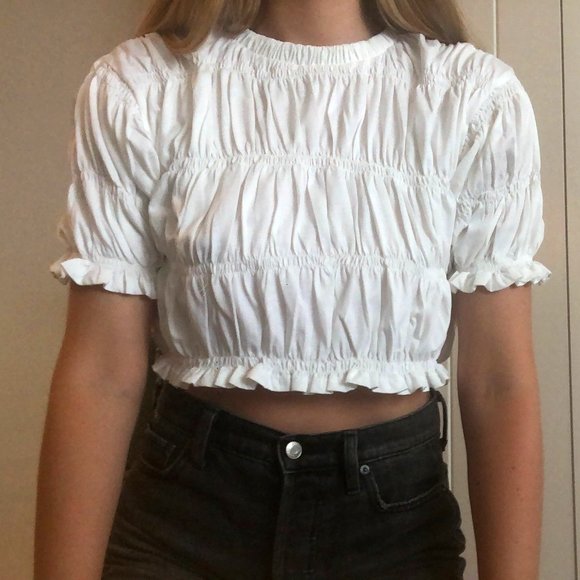 Zara White Ruched Blouse - Picture 1 of 2